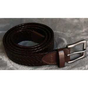 Wrangler Brown Leather Belt 44 / 110 Braided Woven